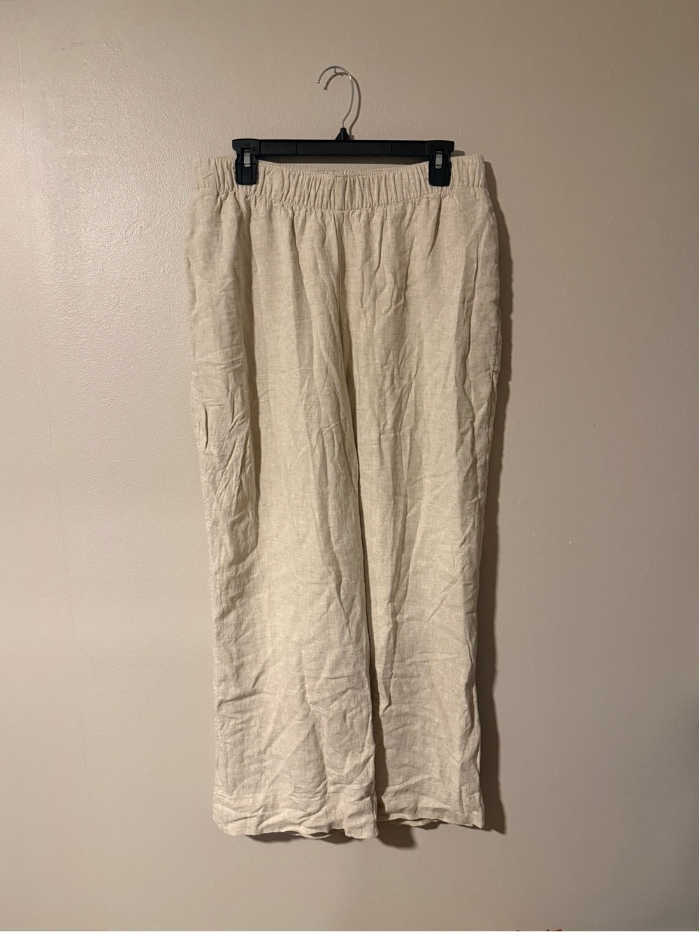 Abercrombie & Fitch Cream Elastic Waist Linen Pants Size Large